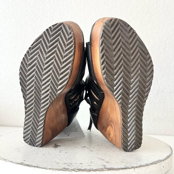 Lane Boots BECCA Womens Black Wedges 5.5 Western Sandals Cowgirl Leather Heels - Picture 8 of 11